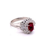 GIA 1.18ct Natural Burma Ruby 18K White Gold Vintage Ring