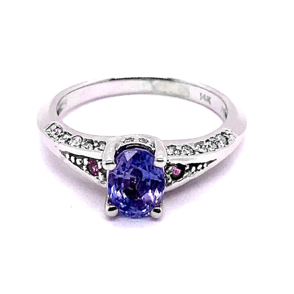 1.27ct Natural Ceylon Blue Sapphire 14K White Gold Ring