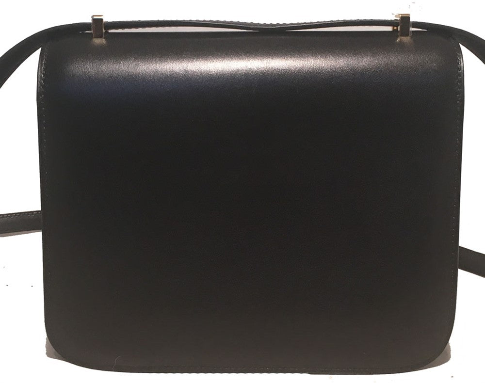 New Hermes 18cm Mini Black Box Calf Constance Shoulder Bag