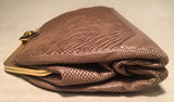 Judith Leiber Vintage Tan lizard Embroidered Oversized Clutch