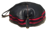 Rare Gucci Vintage Navy Leather Striped Canvas Shoulder Bag