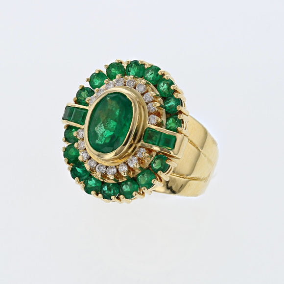 6.50ct Natural Emerald 18K Yellow Gold Ring