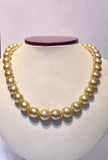 Golden oval south sea pearls 10X12mm beautiful luster well matched 37pcs 18inches