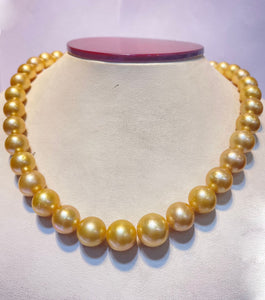 Round 10-12mm golden south sea pearl 37pcs 15.8inches will be more when strung