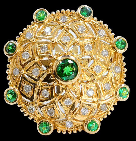 1.03CT NATURAL TSAVORITE 14K YELLOW GOLD RING