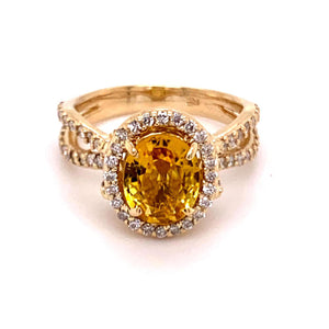 2.31CT Natural YELLOW CEYLON SAPPHIRE 14K YELLOW GOLD RING