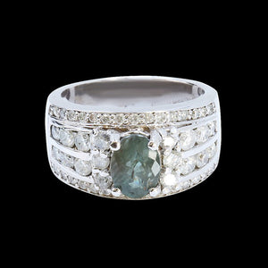 1.60CT NATURAL ALEXANDRITE 18K WHITE GOLD RING