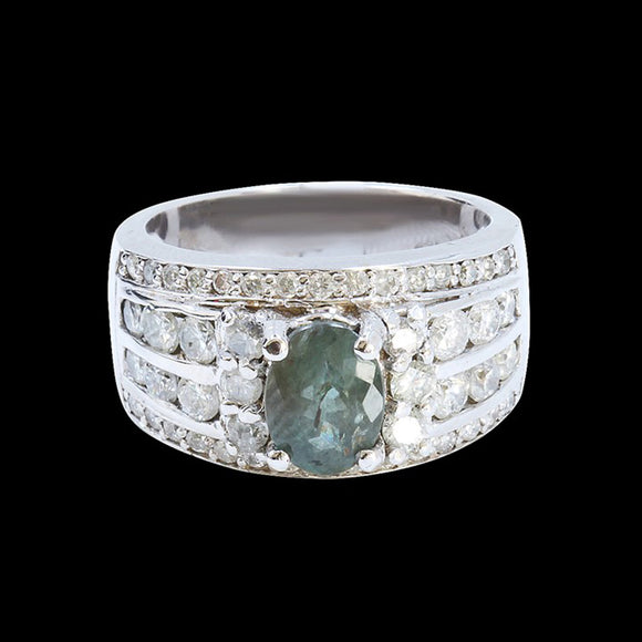 1.60CT NATURAL ALEXANDRITE 18K WHITE GOLD RING