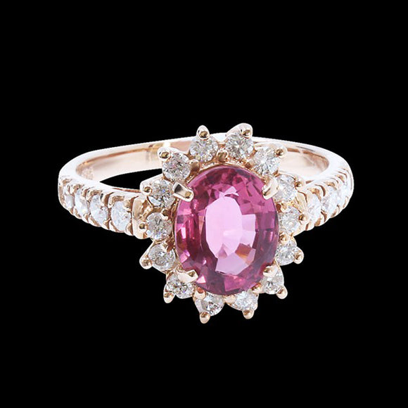 1.93CT NATURAL PINK COPPER BEARING PARAIBA TOURMALINE 14K R/G RING