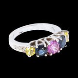 1.91CT NATURAL CEYLON BLUE AND PINK SAPPHIRE 14K WHITE GOLD RING