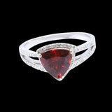2CT NATURAL MALAYA GARNET 18K WHITE GOLD RING
