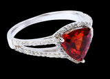 2CT NATURAL MALAYA GARNET 18K WHITE GOLD RING