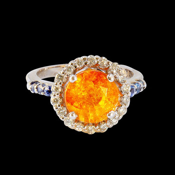 4.10CT NATURAL SPESSARTITE 14K WHITE GOLD RING