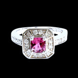 0.66CT NATURAL CEYLON PINK SAPPHIRE 14K WHITE GOLD RING