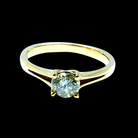 0.48CT NATURAL DIAMOND 14K YELLOW GOLD RING