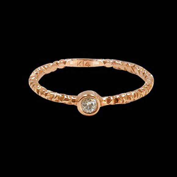 0.06CT NATURAL DIAMOND 14K ROSE GOLD RING