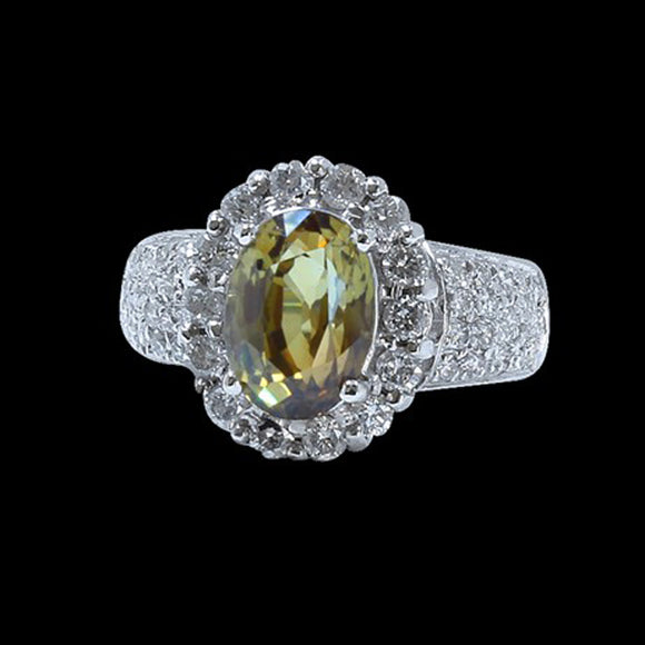 3.17CT NATURAL ALEXANDRITE 18K WHITE GOLD RING