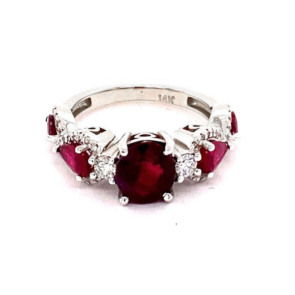 2.09CT NATURAL RUBY 14K WHITE GOLD RING