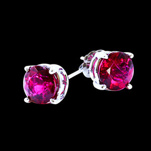 4.00CT NATURAL RUBELLITE 14K WHITE GOLD EARRING