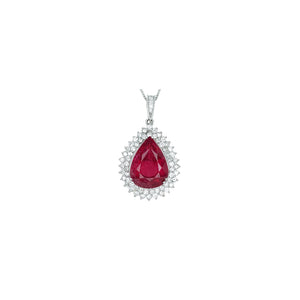 15.54 Carat Natural Rubellite 18 Karat White Gold Pendant