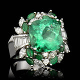 6.43CT NATURAL COLOMBIAN EMERALD 18K WHITE GOLD RING