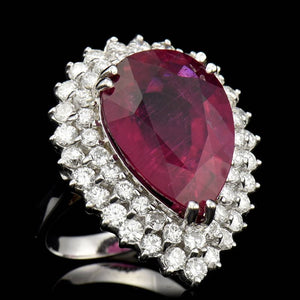 15.18ct NATURAL RUBELLITE 14K WHITE GOLD RING