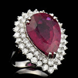 15.18ct NATURAL RUBELLITE 14K WHITE GOLD RING