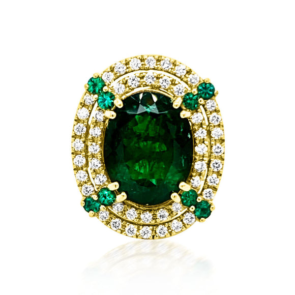 GIA 6.58ct COLOMBIAN EMERALD 18K YELLOW GOLD RING