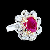 GIA 4.04CT NATURAL BURMA RUBY(NO LEAD FILLING) 14K WHITE GOLD RING