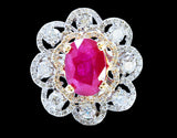 GIA 4.04CT NATURAL BURMA RUBY(NO LEAD FILLING) 14K WHITE GOLD RING
