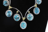 39.66CT NATURAL BLUE ZICRON 14K WHITE GOLD NECKLACE