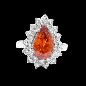 3.54CT NATURAL SPESSARTITE 14K WHITE GOLD RING