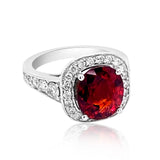 4.30CT NATURAL MALAYA GARNET 14K WHITE GOLD RING