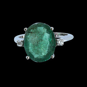 4.71CT NATURAL COLOMBIAN EMERALD 14K WHITE GOLD RING 