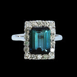 3.78CT NATURAL INDICOLITE TOURMALINE 14K WHITE GOLD RING