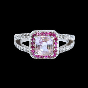 2.28CT NATURAL CEYLON PINK SAPPHIRE 14K WHITE GOLD RING 