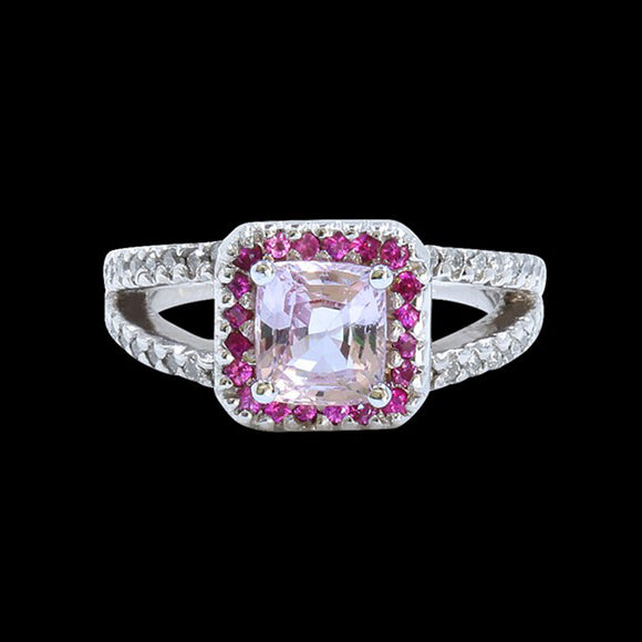 2.28CT NATURAL CEYLON PINK SAPPHIRE 14K WHITE GOLD RING 