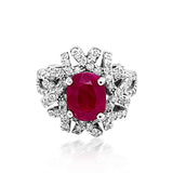 3.56CT NATURAL RUBY 14K WHITE GOLD RING