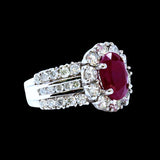 3.32CT NATURAL RUBY 18K WHITE GOLD RING