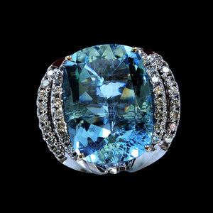 26CT NATURAL AQUAMARINE 14K W/G RING