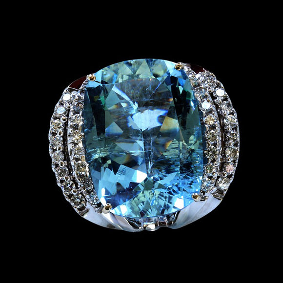 26CT NATURAL AQUAMARINE 14K W/G RING