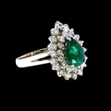 1.73CT NATURAL COLOMBIAN EMERALD 18K WHITE GOLD RING