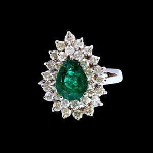 1.73CT NATURAL COLOMBIAN EMERALD 18K WHITE GOLD RING