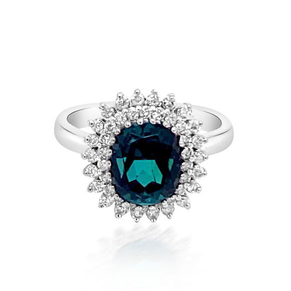 3.33CT NATURAL INDICO TOURMALINE 14K White GOLD RING