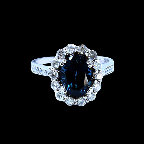 3.08CT NATURAL BURMA BLUE SPINEL 14K White GOLD RING
