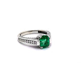 1.66CT NATURAL COLOMBIAN EMERALD 14K WHITE GOLD RING