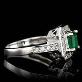 0.89CT NATURAL COLOMBIAN EMERALD 14K WHITE GOLD RING