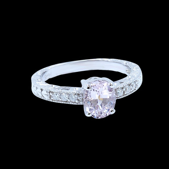 1.73CT NATURAL CEYLON PADPARADSCHA SAPPHIRE 14K WHITE GOLD RING