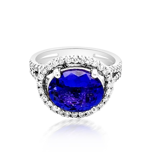 4.76CT NATURAL CEYLON BLUE SAPPHIRE 14K W/G RING 