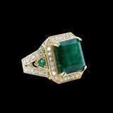 10.28CT NATURAL COLOMBIAN EMERALD 14K Y/G RING
